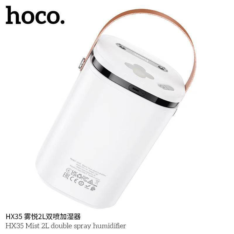 เครื่องเพิ่มความชื้น HOCO HX35 ความจุ 2 ลิตร สีขาว หัวพ่นคู่ ละอองไอน้ำระดับนาโน ใช้งานยาว 30 ชม