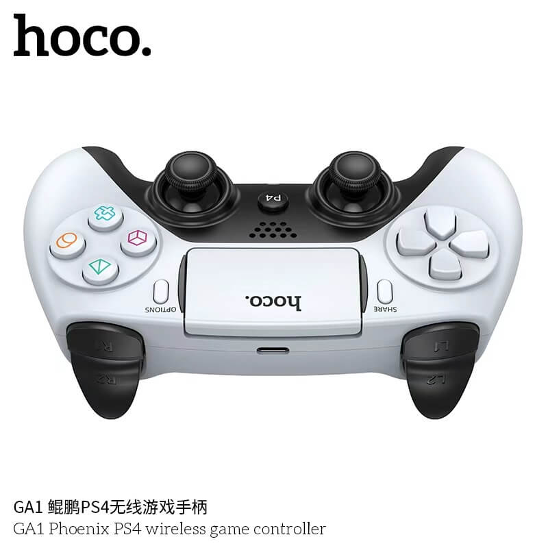 จอยเกมไร้สาย HOCO GA1 สำหรับใช้กับ PS4 รองรับระบบสั่น ระบบเสียง เ, 6-AXIS GYROSCOPE, Bชื่อมต่อหูฟังได้ สีขาว