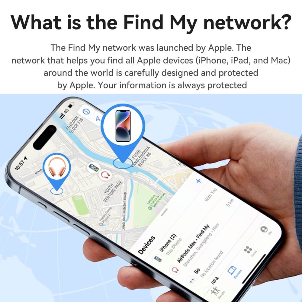 อุปกรณ์ติดตามจีพีเอส HOCO E94 GPS TAG สำหรับ APPLE IOS สีน้ำเงิน