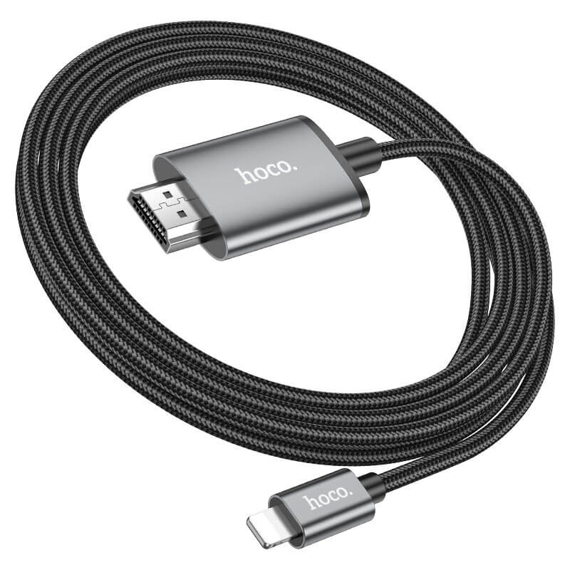 สายเคเบิล LIGHTNING TO HDMI HOCO UA27 รองรับความละเอียด 1080P 60HZ FULL HD ความยาว 2 เมตร สำหรับฟังก์ชั่น SCREEN MIRRORING