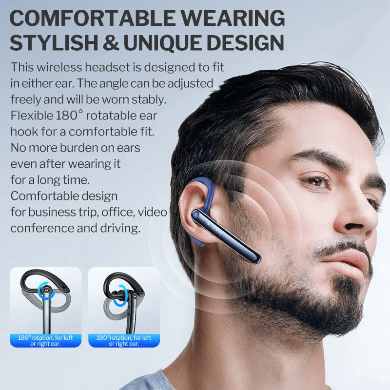 หูฟังไร้สาย HOCO S19 พร้อมระบบตัดเสียงรบกวน DOUBLE ENC สนทนาได้นาน 9 ชั่วโมง, BT 5.0, สีดำ