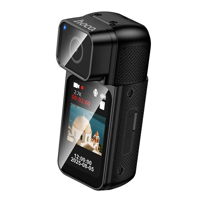 กล้องแอ็คชั่น HOCO DV105 ความละเอียด 2.7K พร้อมเลนส์หมุนได้ 180&deg; และสายคล้องแม่เหล็ก หน้าจอ IPS 1.47 นิ้ว