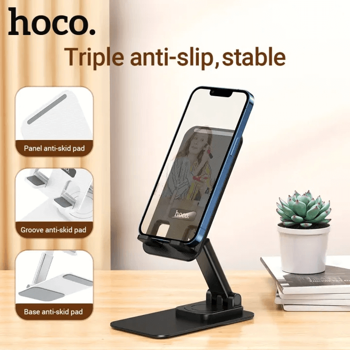 ที่วางมือถือ HOCO PH50 สีขาว หมุนได้ 360&deg; รองรับมือถือ 4.5-7 นิ้ว ปรับระดับ 2 แกน พับเก็บได้