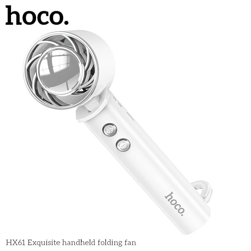 พัดลมพกพา HOCO HX61 ปรับแรงลม 3 ระดับ พับได้ 90&deg; แบตเตอรี่ 1200MAH ใช้งานสูงสุด 4.5 ชั่วโมง