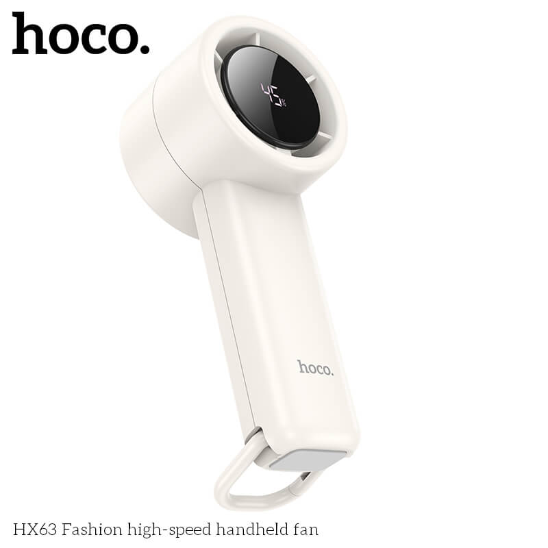 พัดลมพกพา HOCO HX63 แรงลมเทอร์โบ ปรับได้ 100 ระดับ หน้าจอดิจิทัล แบตเตอรี่ 2000MAH ใช้งานสูงสุด 6 ชั่วโมง