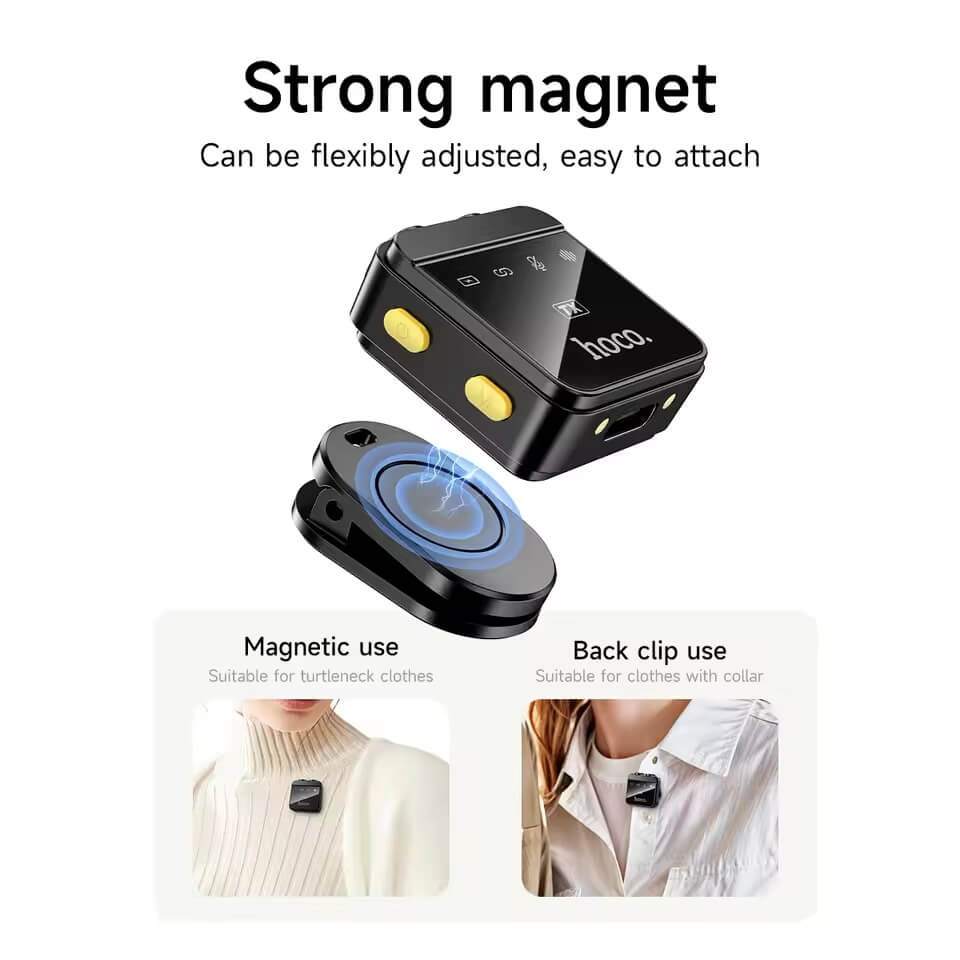 ไมโครโฟนไร้สาย HOCO L17 ระบบลดเสียงรบกวน รับเสียง HD 360&deg; ส่งสัญญาณ 2.4GHZ ระยะการใช้งาน 15 เมตร สำหรับ ANDROID & IOS