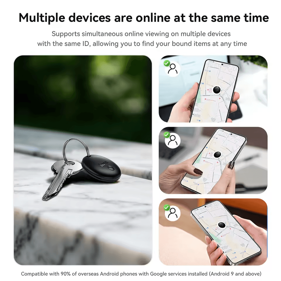 อุปกรณ์ติดตามจีพีเอส HOCO E93A สำหรับ ANDROID รองรับ GOOGLE FIND MY DEVICE สีดำ