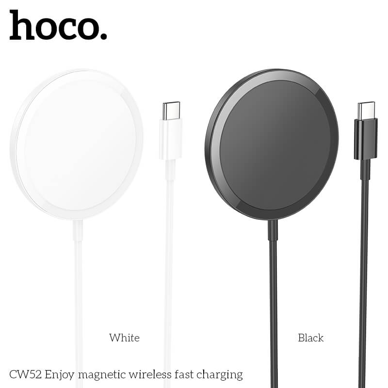 แท่นชาร์จไร้สาย 2IN1 HOCO CW52 QI WIRELESS จ่ายไฟ 15W รองรับ มือถือ & หูฟังไร้สาย IOS ANDROID สีขาว