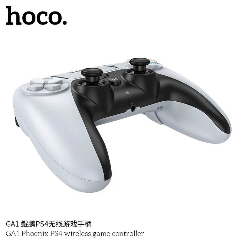 จอยเกมไร้สาย HOCO GA1 สำหรับใช้กับ PS4 รองรับระบบสั่น ระบบเสียง เ, 6-AXIS GYROSCOPE, Bชื่อมต่อหูฟังได้ สีขาว