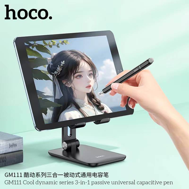 ปากกาทัชสกรีน 3-IN-1 HOCO GM111 ใช้งานได้ 3 หัว รองรับหน้าจอ แท็บเล็ต มือถือ ชนิด CAPACITIVE สีขาว