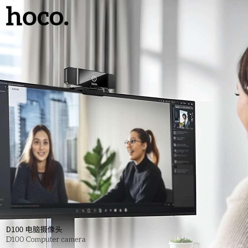 กล้องเว็บแคม FULL HD 1080P 2MP HOCO D100 ไมโครโฟนคู่ 30FPS มุมกว้าง 80&deg;