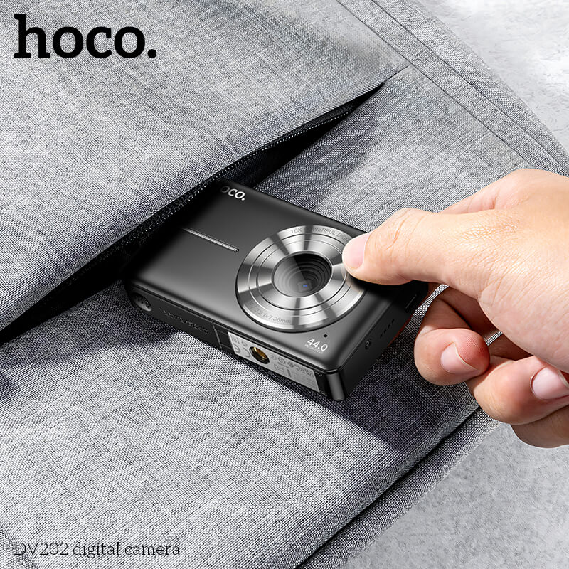 กล้องดิจิตอล HOCO DV202 หน้าจอ HD IPS 2.4 นิ้ว ความละเอียดสูง 44 ล้านพิกเซล สีดำ