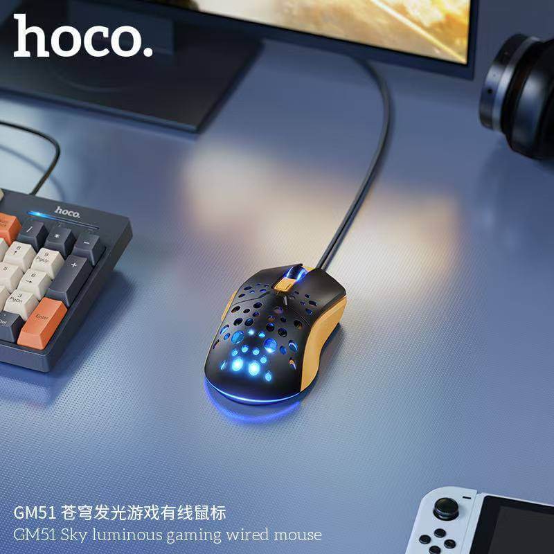 เมาส์เกมมิ่ง HOCO GM51 สีดำ ปรับ DPI 4 ระดับ สูงสุด 3600 สายยาว 1.5M