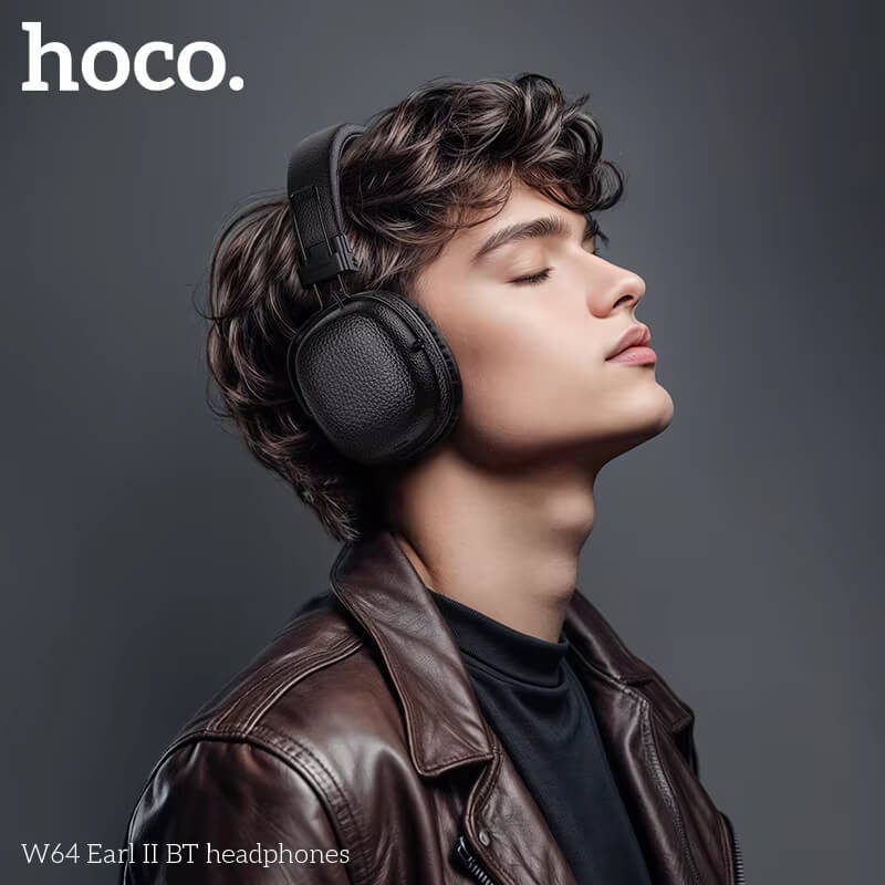 หูฟังไร้สาย HOCO W64 สีน้ำตาล สไตล์วินเทจ บลูทูธ 5.4 ใช้งาน 32 ชม. ไดร์เวอร์ 40MM
