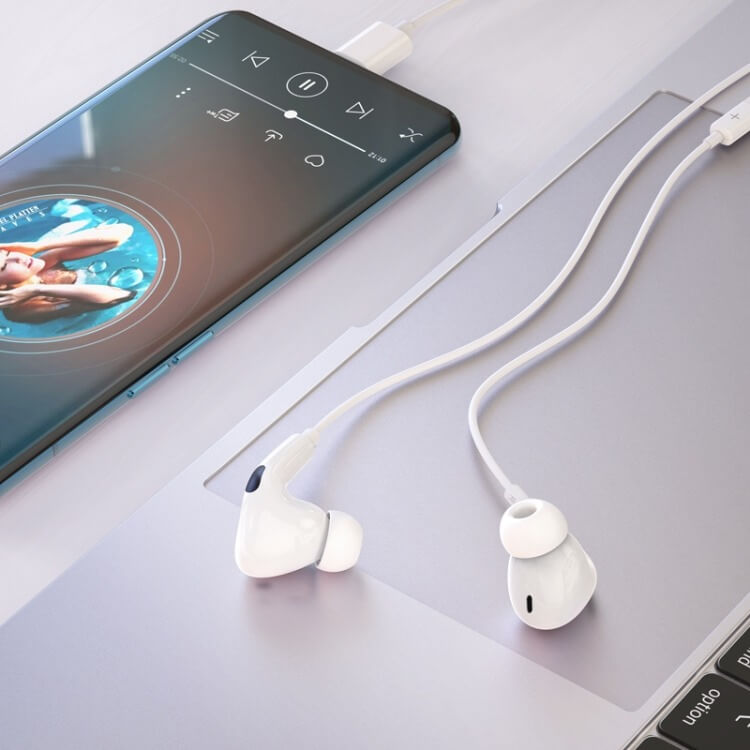 หูฟัง HOCO M101 PRO สาย AUX 3.5MM สีขาว ไมโครโฟนในตัว พร้อมปุ่มคอนโทรล