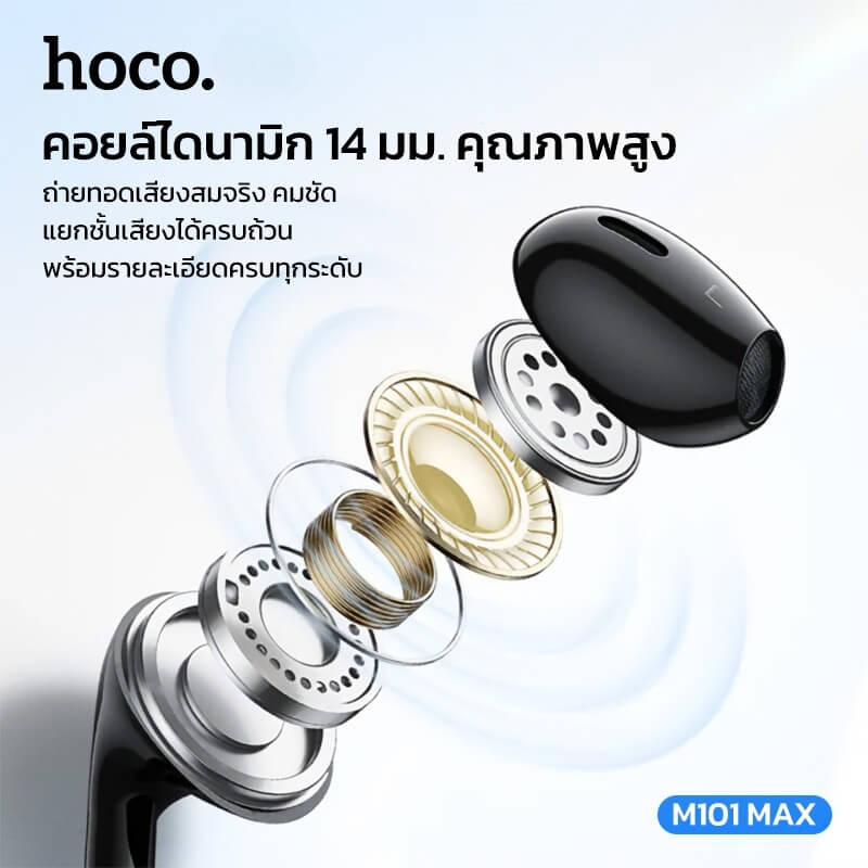 หูฟัง HOCO M101 MAX สาย TYPE-C สีขาว ไมโครโฟนในตัว พร้อมปุ่มคอนโทรล