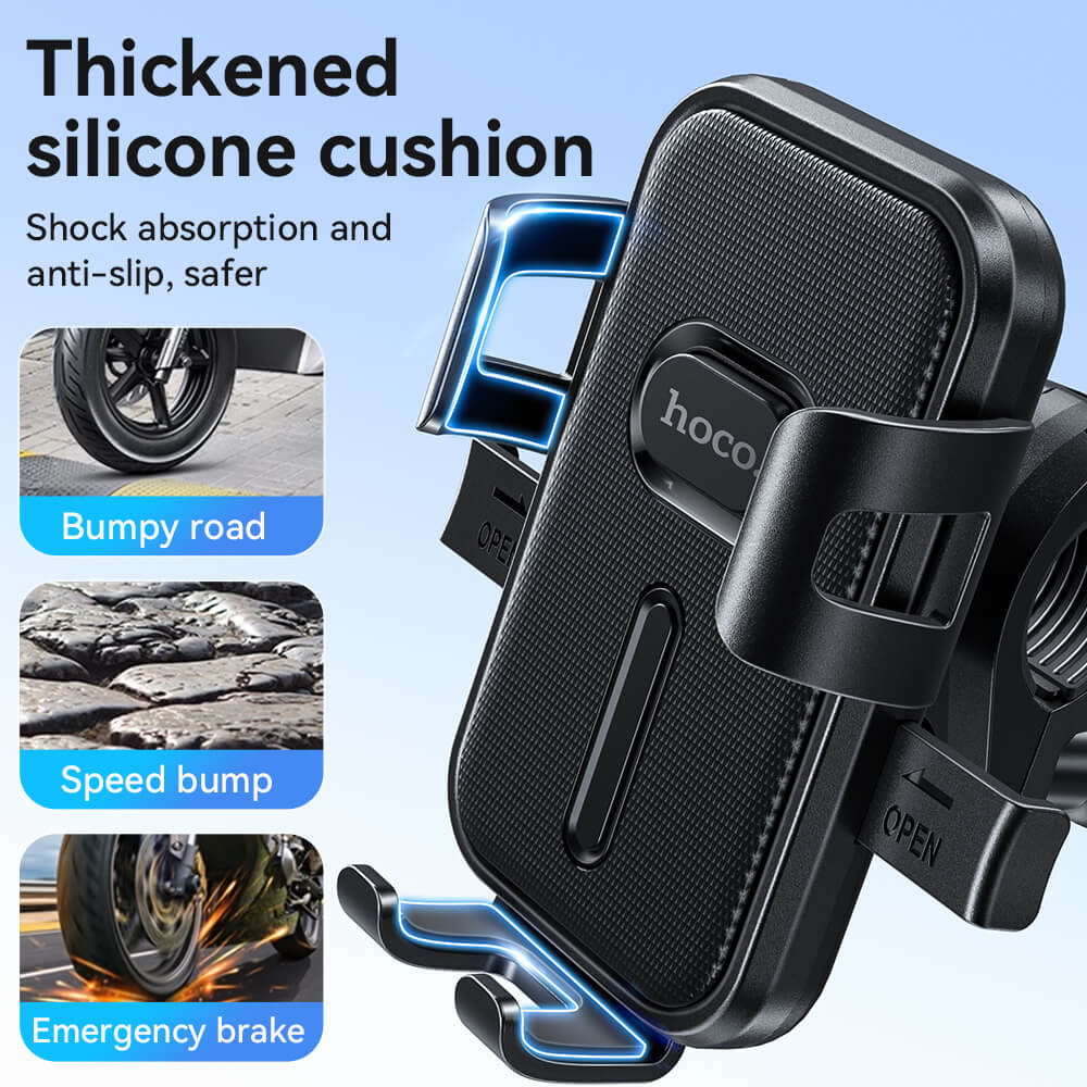 ที่ยึดมือถือมอเตอร์ไซค์ HOCO HK67 รองรับแฮนด์ 15-24 มม. สำหรับมือถือ 4.5-7 นิ้ว หมุนได้ 360 องศา สีดำ