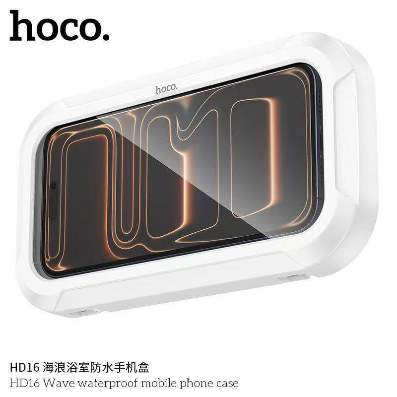 กล่องใส่โทรศัพท์กันน้ำ HOCO HD16 แบบติดผนัง สีขาว รองรับจอสัมผัส หมุนได้ 360&deg;