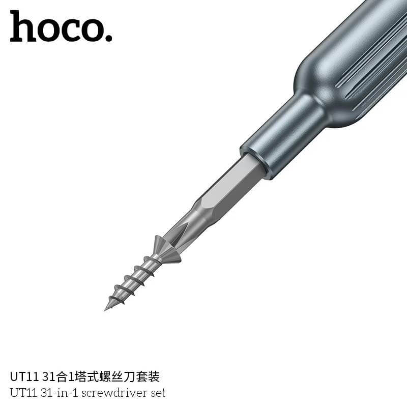 ชุดไขควงอเนกประสงค์ 31-IN-1 HOCO UT11 ด้ามแม่เหล็กพรีเมียม สำหรับซ่อมอุปกรณ์อิเล็กทรอนิกส์ สีเทา