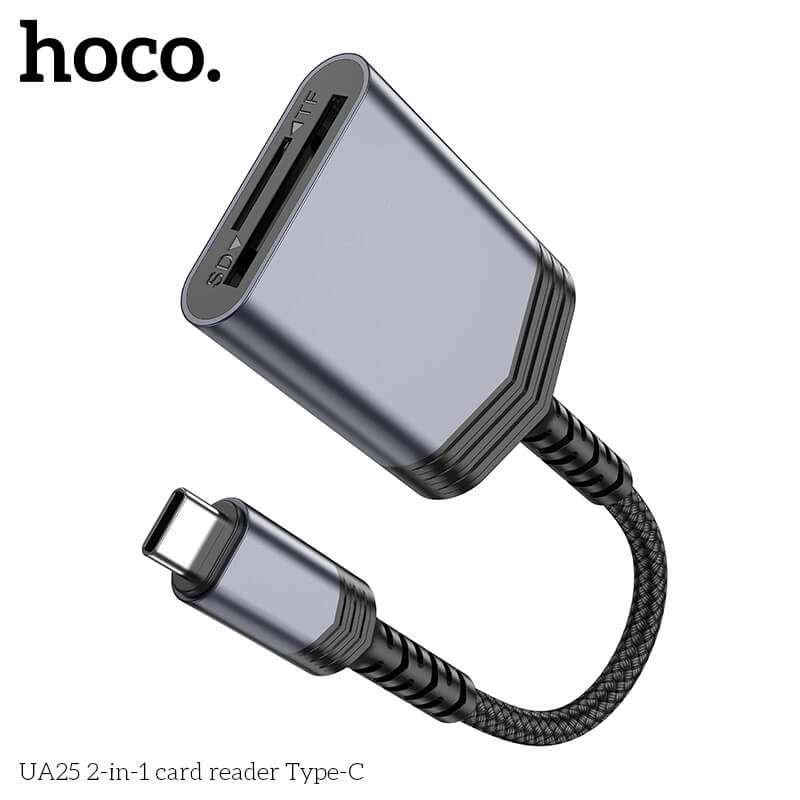 การ์ดรีดเดอร์ TYPE-C 2IN1 HOCO UA25 ความเร็วสูง 480MBPS รับไฟล์สูงสุด 2TB รองรับ OTG