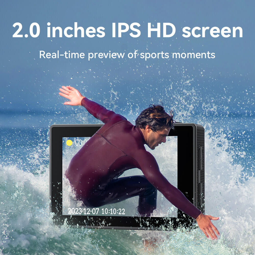 กล้องแอคชั่น HOCO DV100 สีดำ กันน้ำลึก 30 เมตร เลนส์ 150 องศา 1080P / 30FPS หน้าจอ IPS 2 นิ้ว