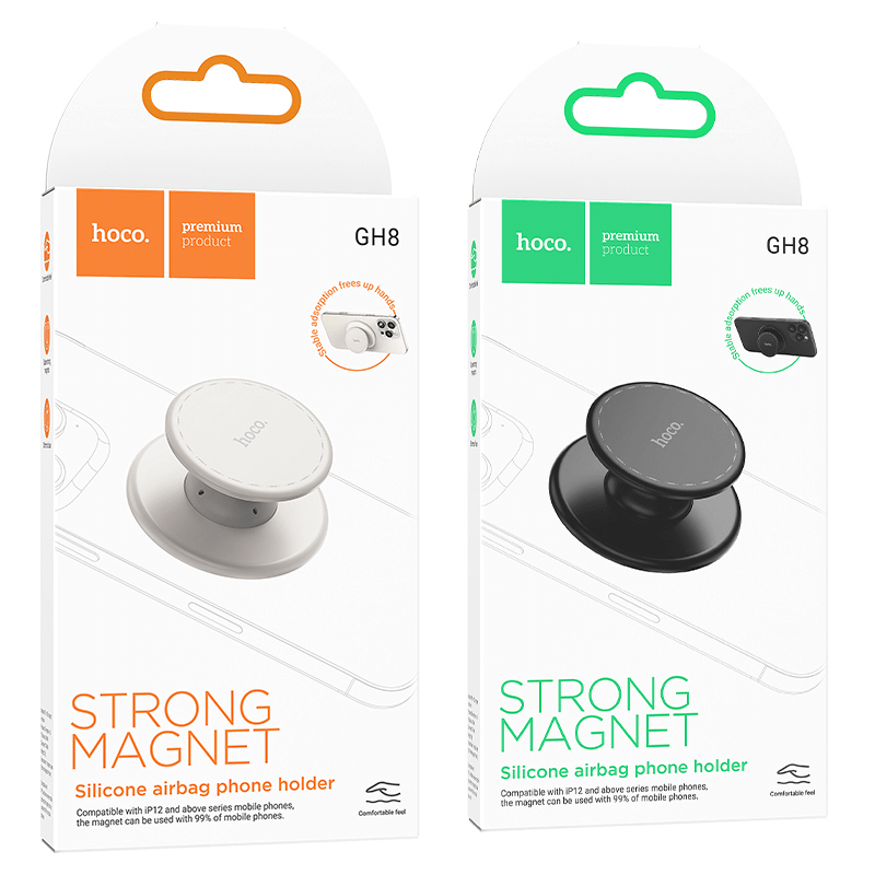 กริปจับมือถือ HOCO GH8 แบบวงแหวนแม่เหล็ก N52 ยืดหดได้ ตั้งมือถือได้ สีดำ