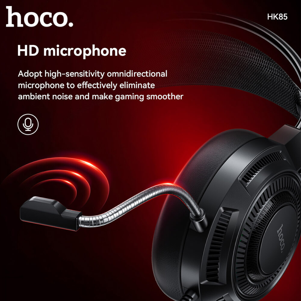หูฟังเกมมิ่ง HOCO HK85 ดอกลำโพง 40MM ไมโครโฟน HD ถอดออกได้ แต่งไฟ RGB ...