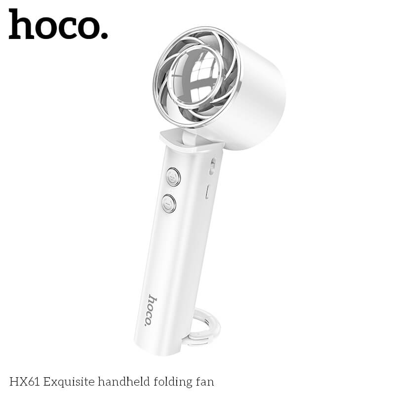 พัดลมพกพา HOCO HX61 ปรับแรงลม 3 ระดับ พับได้ 90&deg; แบตเตอรี่ 1200MAH ใช้งานสูงสุด 4.5 ชั่วโมง