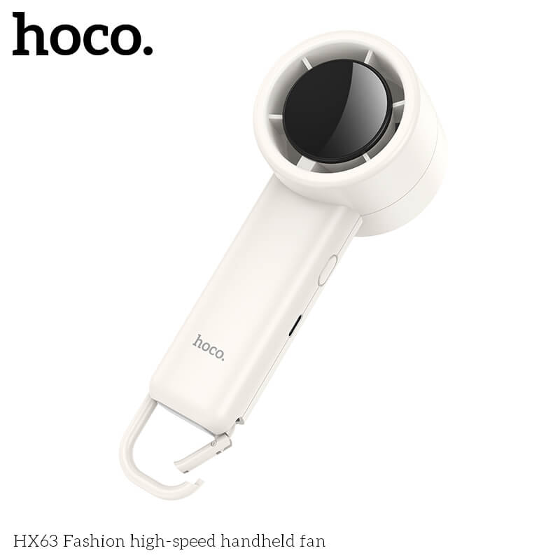 พัดลมพกพา HOCO HX63 แรงลมเทอร์โบ ปรับได้ 100 ระดับ หน้าจอดิจิทัล แบตเตอรี่ 2000MAH ใช้งานสูงสุด 6 ชั่วโมง