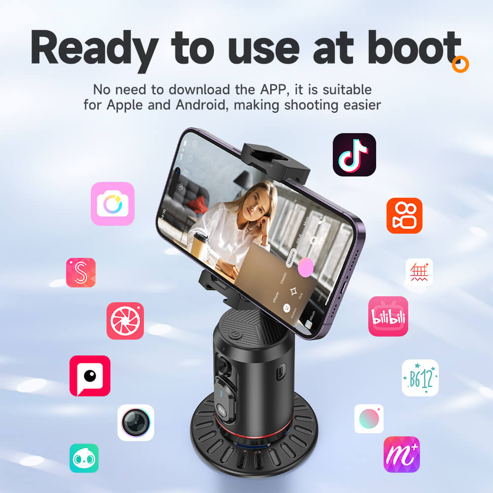 ขาตั้งมือถือ HOCO K23 AI SMART TRACKING หมุนได้ 360&deg; ติดตามใบหน้าอัตโนมัติ รีโมท BLUETOOTH 5.2 ควบคุมด้วยท่าทาง และฐานยึดขนาด 1/4 นิ้ว