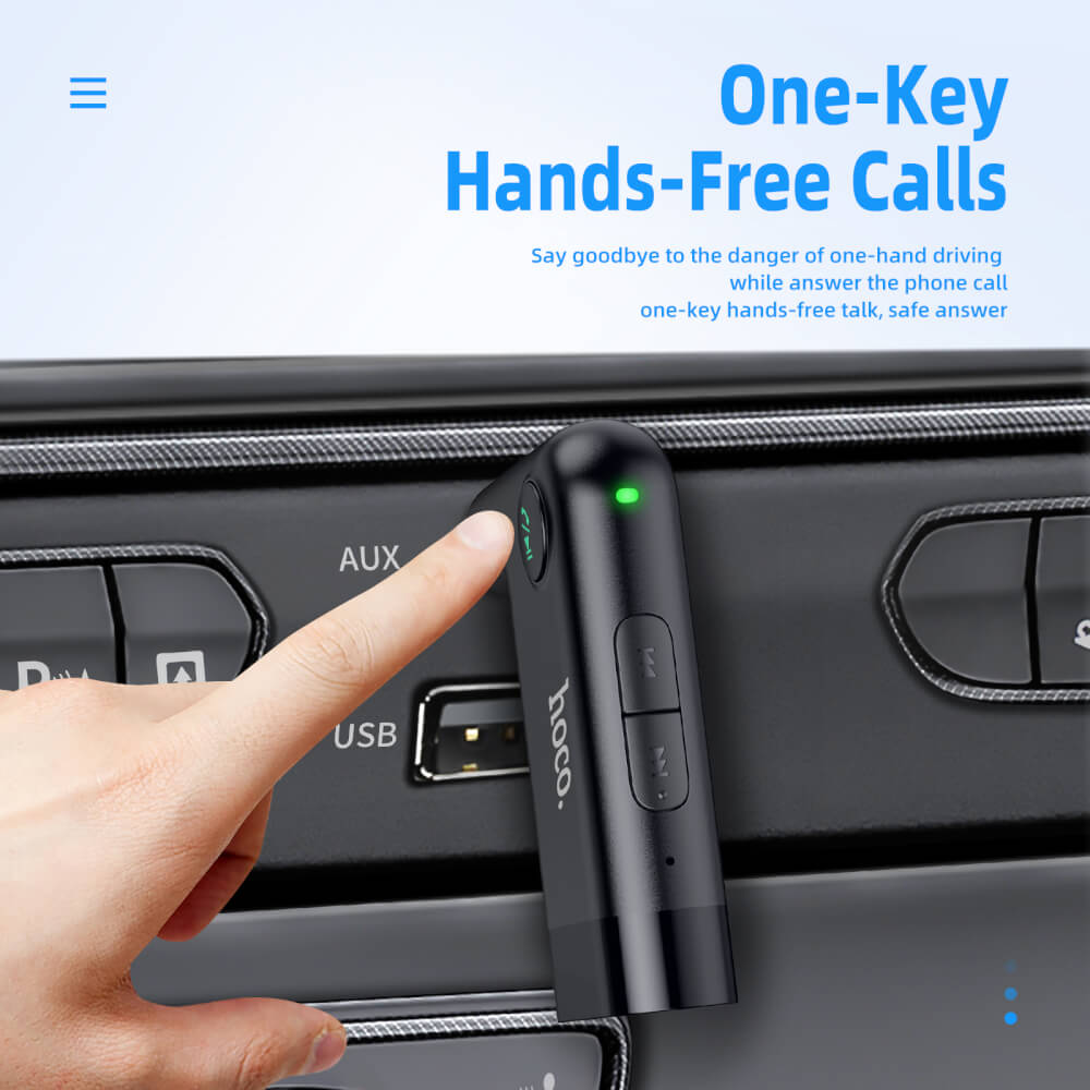 อุปกรณ์รับสัญญาณบลูทูธ HOCO E53 แปลงพอร์ต AUX 3.5MM สำหรับใช้งานในรถยนต์ รองรับการโทรสาย