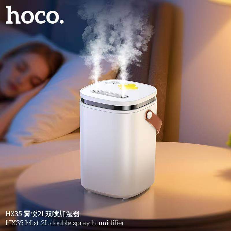 เครื่องเพิ่มความชื้น HOCO HX35 ความจุ 2 ลิตร สีขาว หัวพ่นคู่ ละอองไอน้ำระดับนาโน ใช้งานยาว 30 ชม