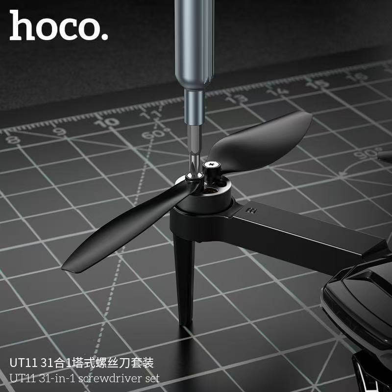 ชุดไขควงอเนกประสงค์ 31-IN-1 HOCO UT11 ด้ามแม่เหล็กพรีเมียม สำหรับซ่อมอุปกรณ์อิเล็กทรอนิกส์ สีเทา