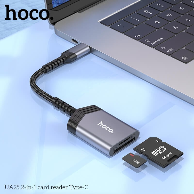 การ์ดรีดเดอร์ TYPE-C 2IN1 HOCO UA25 ความเร็วสูง 480MBPS รับไฟล์สูงสุด 2TB รองรับ OTG