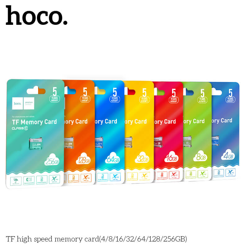 การ์ดหน่วยความจำ MICRO SD HOCO 64GB CLASS 10 ความเร็วสูง สำหรับอุปกรณ์ดิจิทัล