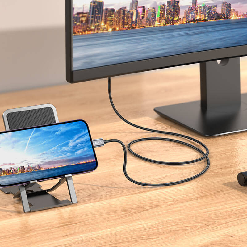 สายเคเบิล LIGHTNING TO HDMI HOCO UA27 รองรับความละเอียด 1080P 60HZ FULL HD ความยาว 2 เมตร สำหรับฟังก์ชั่น SCREEN MIRRORING