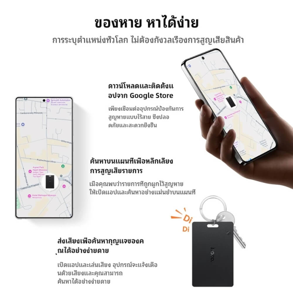 อุปกรณ์ติดตามจีพีเอส HOCO E97A สำหรับระบบ ANDROID รูปแบบการ์ด กันน้ำระดับ IP68 ชาร์จไร้สาย QI WIRELESS
