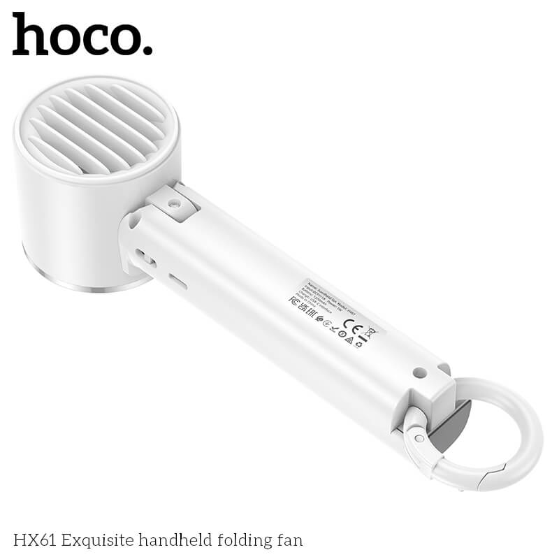 พัดลมพกพา HOCO HX61 ปรับแรงลม 3 ระดับ พับได้ 90&deg; แบตเตอรี่ 1200MAH ใช้งานสูงสุด 4.5 ชั่วโมง