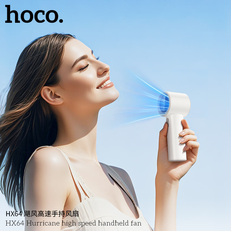 พัดลมพกพา HOCO HX64 แรงลมเทอร์โบ ปรับได้ 100 ระดับ หน้าจอดิจิทัล แบตเตอรี่ 3600MAH ใช้งานสูงสุด 7 ชั่วโมง