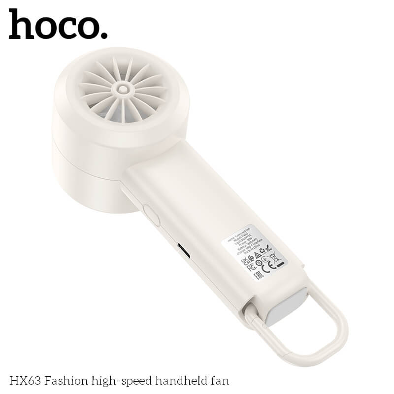 พัดลมพกพา HOCO HX63 แรงลมเทอร์โบ ปรับได้ 100 ระดับ หน้าจอดิจิทัล แบตเตอรี่ 2000MAH ใช้งานสูงสุด 6 ชั่วโมง