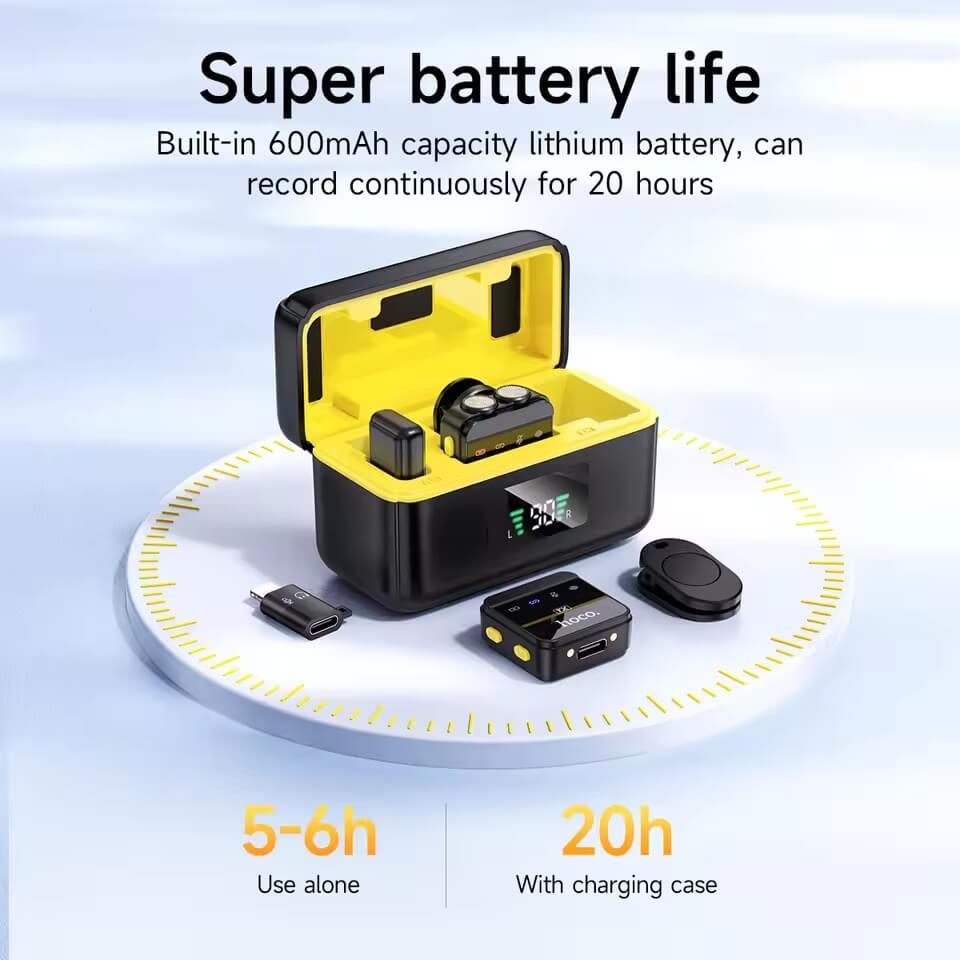 ไมโครโฟนไร้สาย HOCO L17 ระบบลดเสียงรบกวน รับเสียง HD 360&deg; ส่งสัญญาณ 2.4GHZ ระยะการใช้งาน 15 เมตร สำหรับ ANDROID & IOS