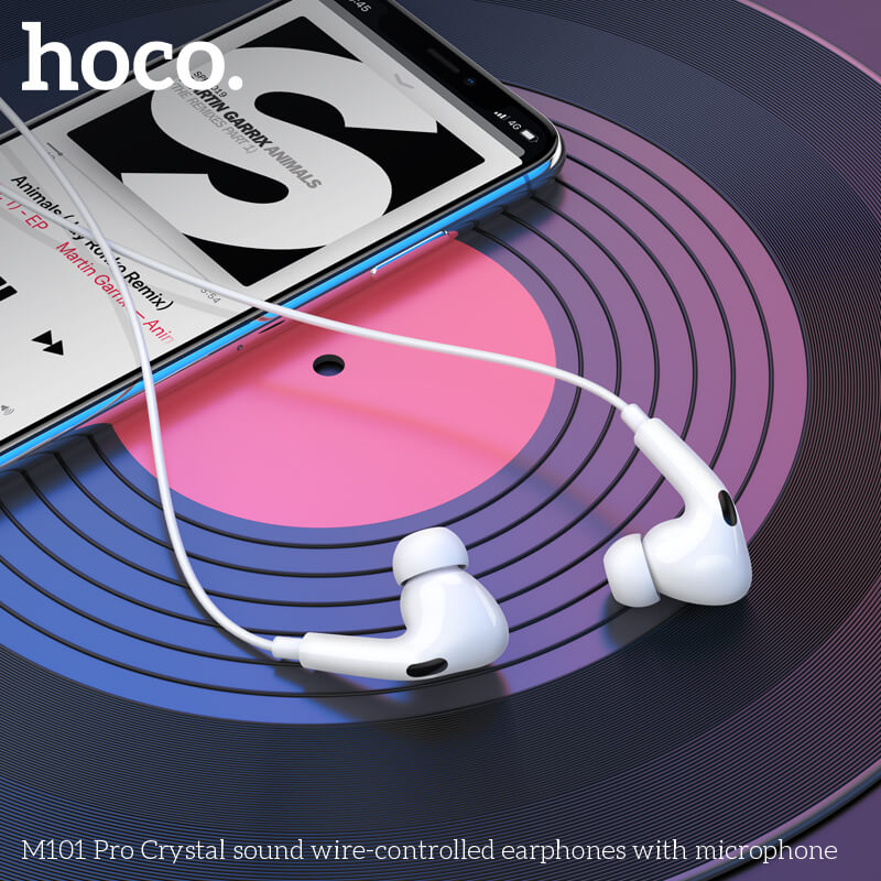 หูฟัง HOCO M101 PRO สาย AUX 3.5MM สีขาว ไมโครโฟนในตัว พร้อมปุ่มคอนโทรล