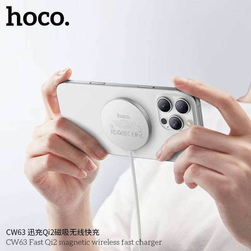 แท่นชาร์จไร้สาย HOCO CW63 มาตรฐาน QI2 WIRELESS ชาร์จเร็วสูงสุด 15W