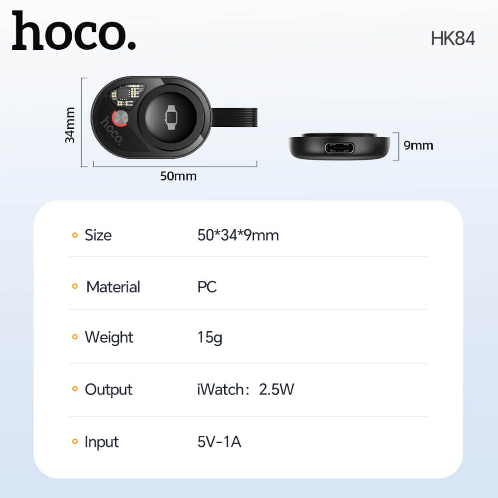แท่นชาร์จนาฬิกาสมาร์ทวอทช์ HOCO HK84 สำหรับ APPLE WATCH 1-10, ULTRA, SE สีขาว