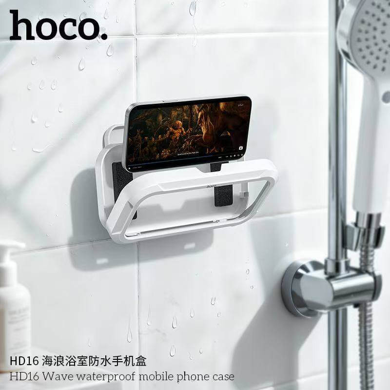 กล่องใส่โทรศัพท์กันน้ำ HOCO HD16 แบบติดผนัง สีขาว รองรับจอสัมผัส หมุนได้ 360&deg;
