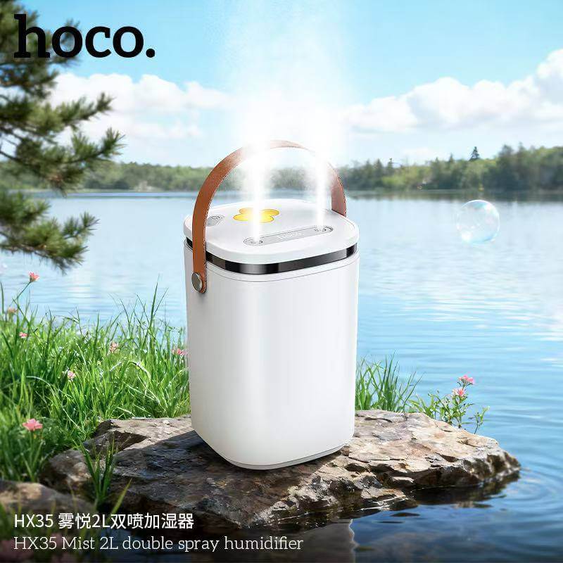เครื่องเพิ่มความชื้น HOCO HX35 ความจุ 2 ลิตร สีขาว หัวพ่นคู่ ละอองไอน้ำระดับนาโน ใช้งานยาว 30 ชม