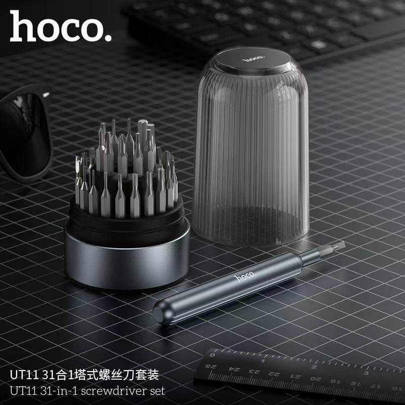 ชุดไขควงอเนกประสงค์ 31-IN-1 HOCO UT11 ด้ามแม่เหล็กพรีเมียม สำหรับซ่อมอุปกรณ์อิเล็กทรอนิกส์ สีเทา