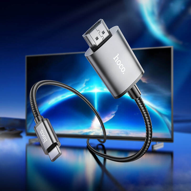 สายเคเบิล TYPE-C TO HDMI HOCO UA27 รองรับความละเอียด 4K ULTRA HD 30HZ ความยาว 2 เมตร สำหรับฟังก์ชั่น SCREEN MIRRORING