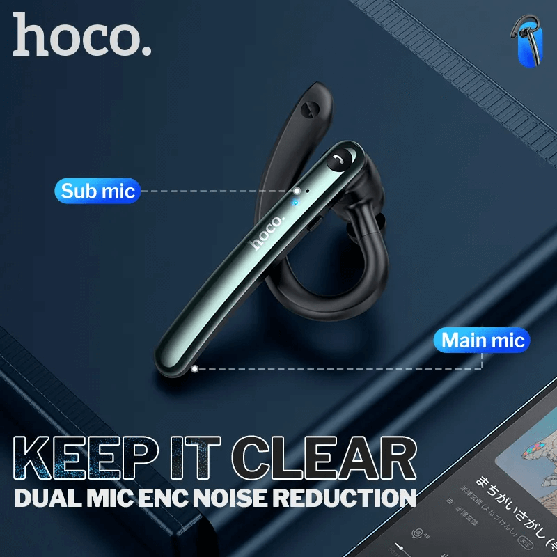 หูฟังไร้สาย HOCO S19 พร้อมระบบตัดเสียงรบกวน DOUBLE ENC สนทนาได้นาน 9 ชั่วโมง, BT 5.0, สีดำ