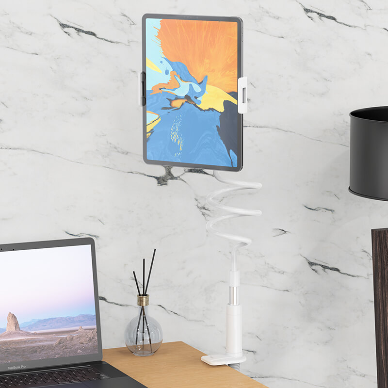 ขาตั้งแท็บเล็ต HOCO PH24 แบบหนีบโต๊ะ ก้านยืดสุด 100 ซม. ดัดงอได้ ปรับมุมอิสระ 360&deg; รองรับ 4-10.5 นิ้ว สีขาว